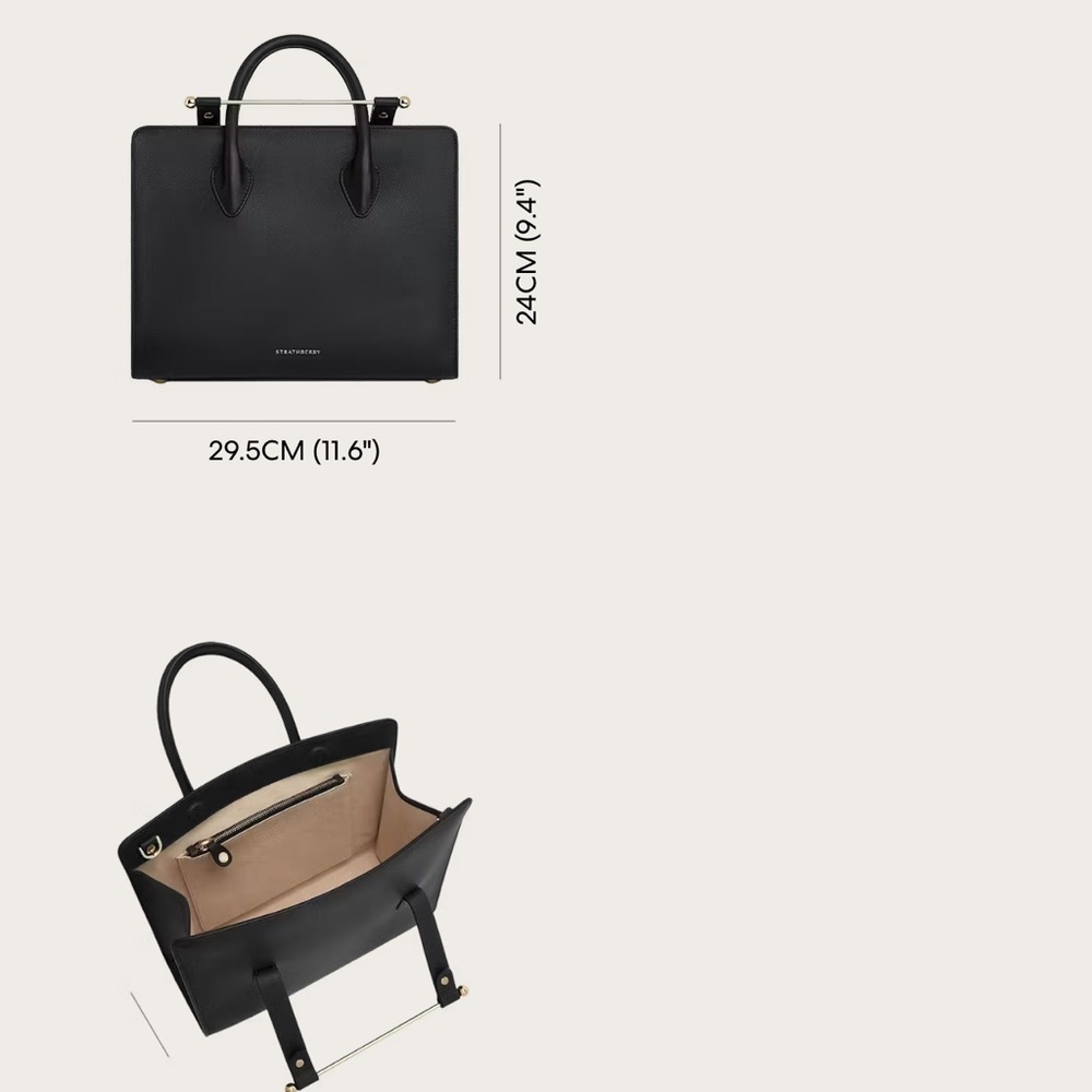 Strathberry Midi Tote - Black, Gold Hardware, 100% Leather - Picture 7 of 16
